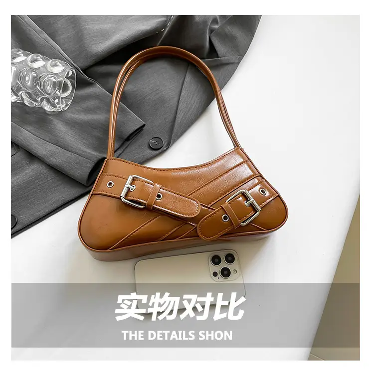 Red Women's Shoulder Bag with Buckle Strap — feature 5