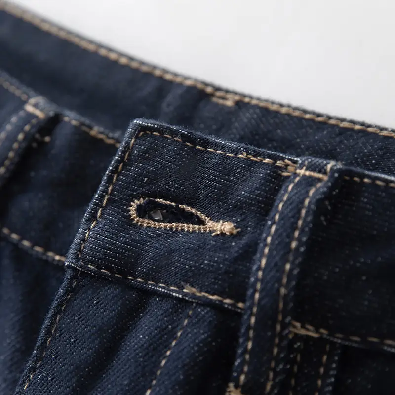 Vintage Deep Blue Jeans for Petite Women Yamamoto High-Waisted Pants