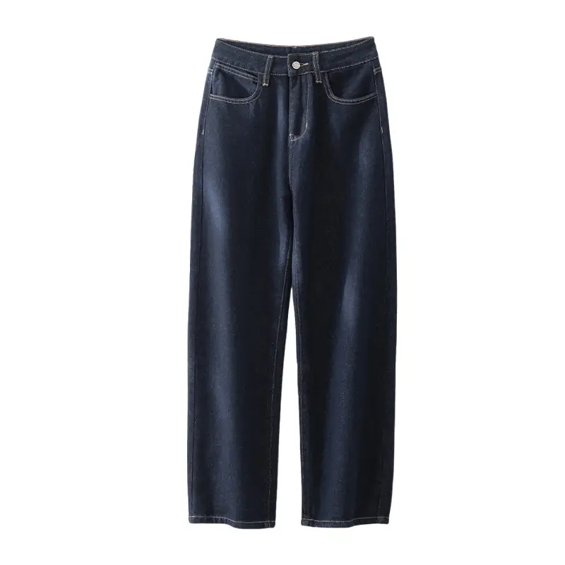 Vintage Deep Blue Jeans for Petite Women Yamamoto High-Waisted Pants