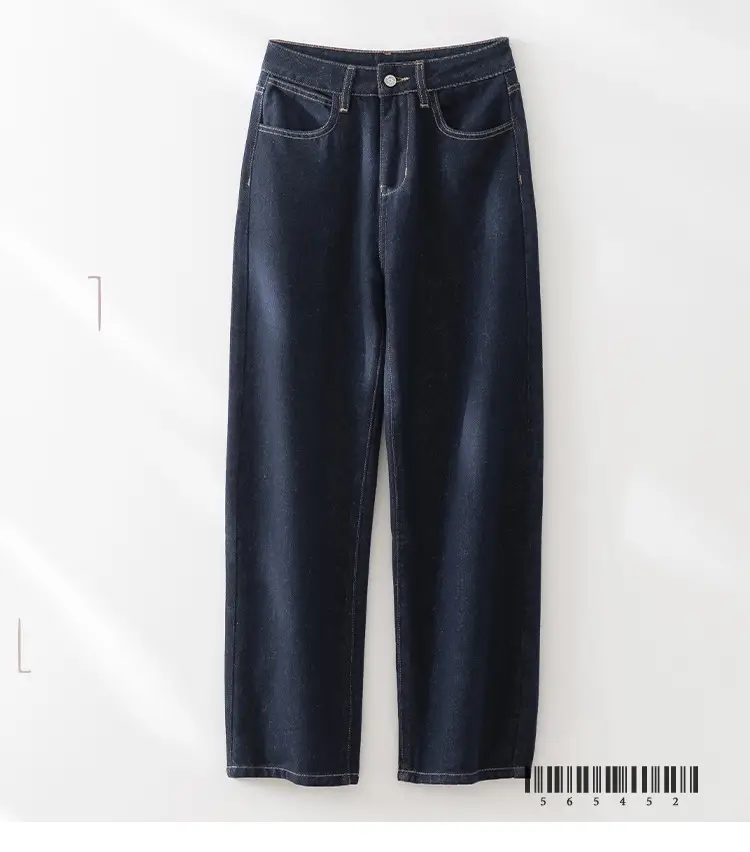 Vintage Deep Blue Jeans for Petite Women Yamamoto High-Waisted Pants — feature 1
