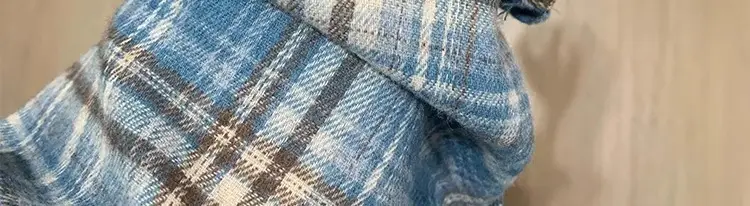 Women American Plaid Cotton Shirt Dark Blue Jacket Set — feature 28