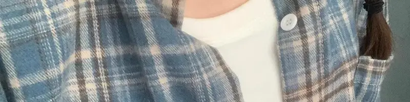 Women American Plaid Cotton Shirt Dark Blue Jacket Set — feature 6