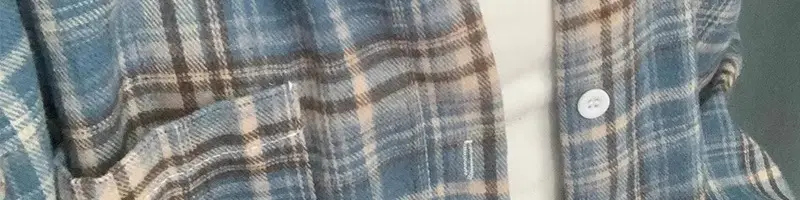 Women American Plaid Cotton Shirt Dark Blue Jacket Set — feature 7