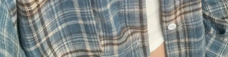 Women American Plaid Cotton Shirt Dark Blue Jacket Set — feature 8