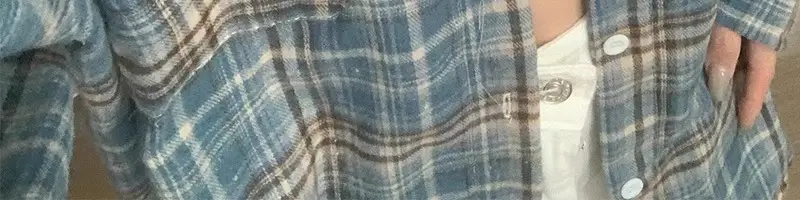 Women American Plaid Cotton Shirt Dark Blue Jacket Set — feature 9
