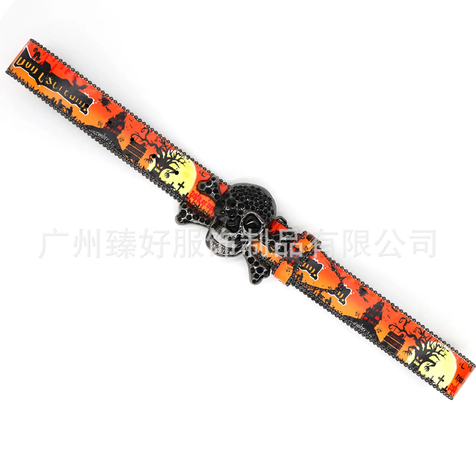 Halloween Skull Belt for Men Women Orange Gold