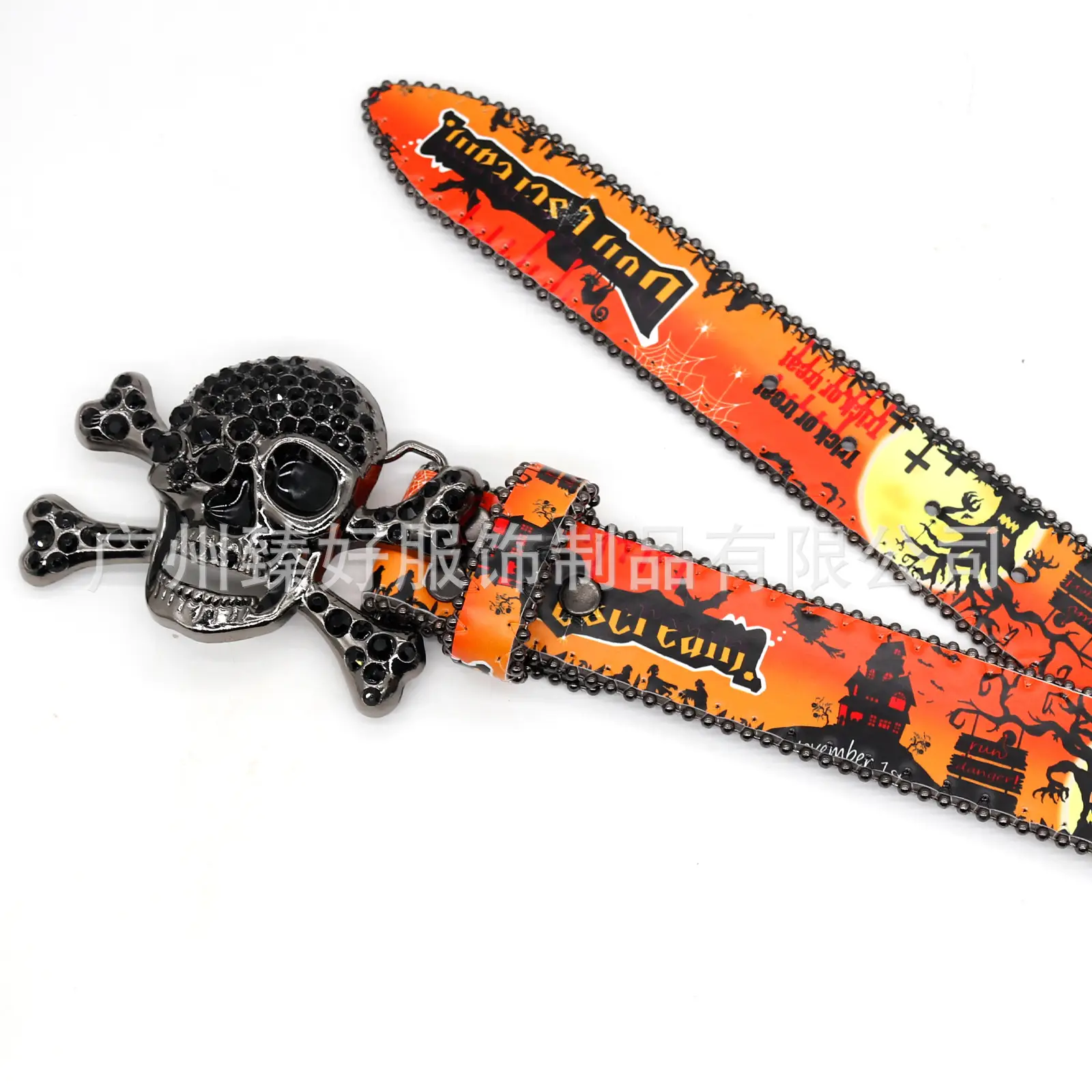 Halloween Skull Belt for Men Women Orange Gold