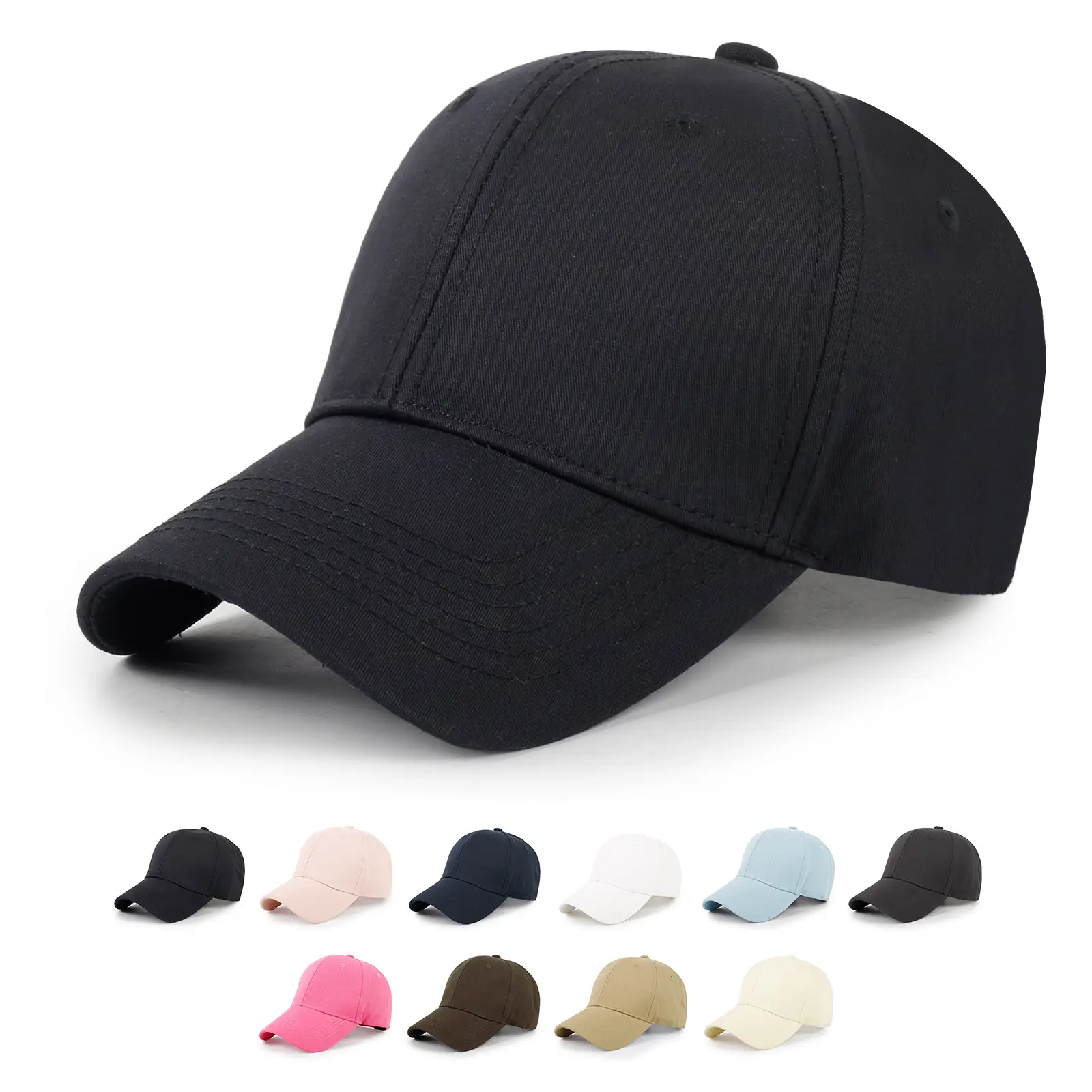Men's Pure Cotton Black Baseball Cap — feature 5