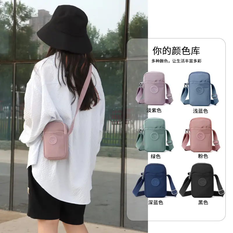 Women's Waterproof Nylon Mini Phone Bag Blue Shoulder Crossbody - Image 7