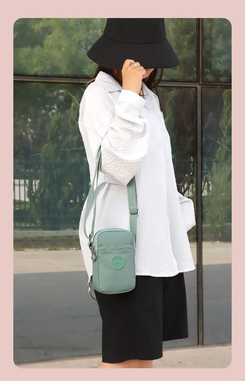 Women's Waterproof Nylon Mini Phone Bag Blue Shoulder Crossbody — feature 20