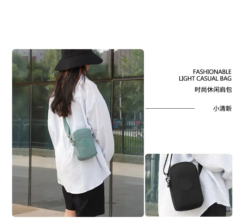 Women's Waterproof Nylon Mini Phone Bag Blue Shoulder Crossbody — feature 21