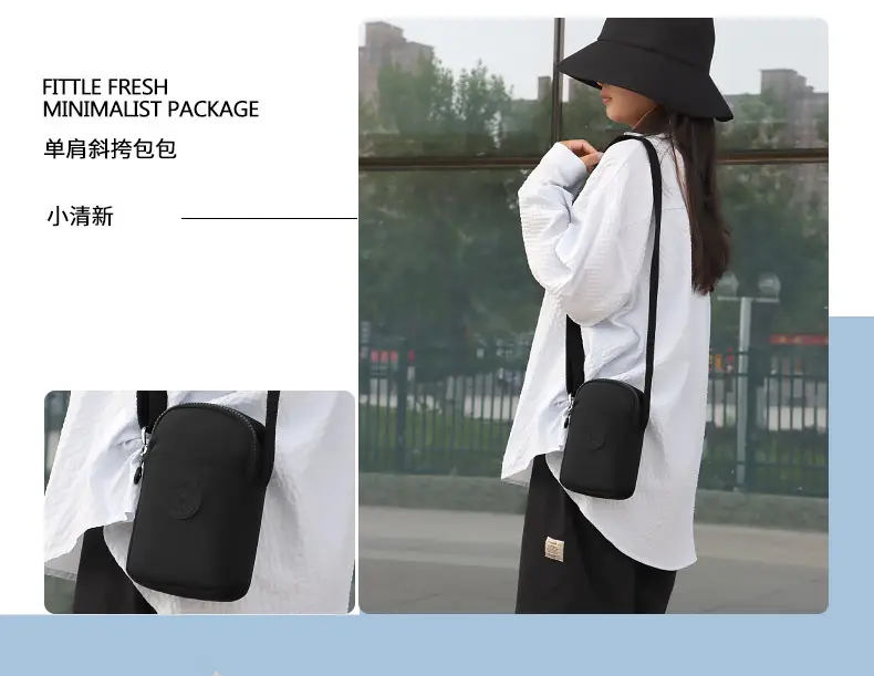 Women's Waterproof Nylon Mini Phone Bag Blue Shoulder Crossbody — feature 22