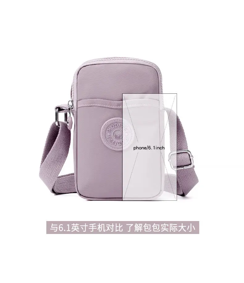 Women's Waterproof Nylon Mini Phone Bag Blue Shoulder Crossbody — feature 30