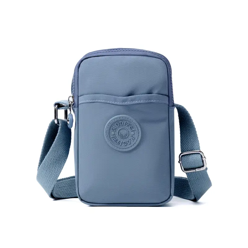 Women's Waterproof Nylon Mini Phone Bag Blue Shoulder Crossbody - Image 2