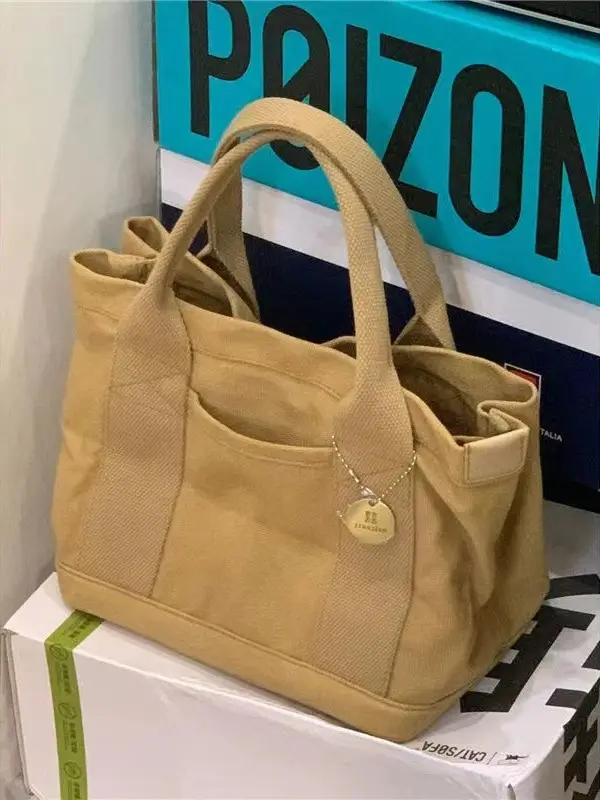 Women Canvas Tan Tote Bag 2023 New Fashion - Image 4