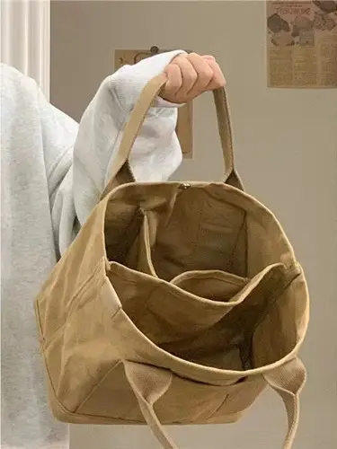 Women Canvas Tan Tote Bag 2023 New Fashion - Image 5
