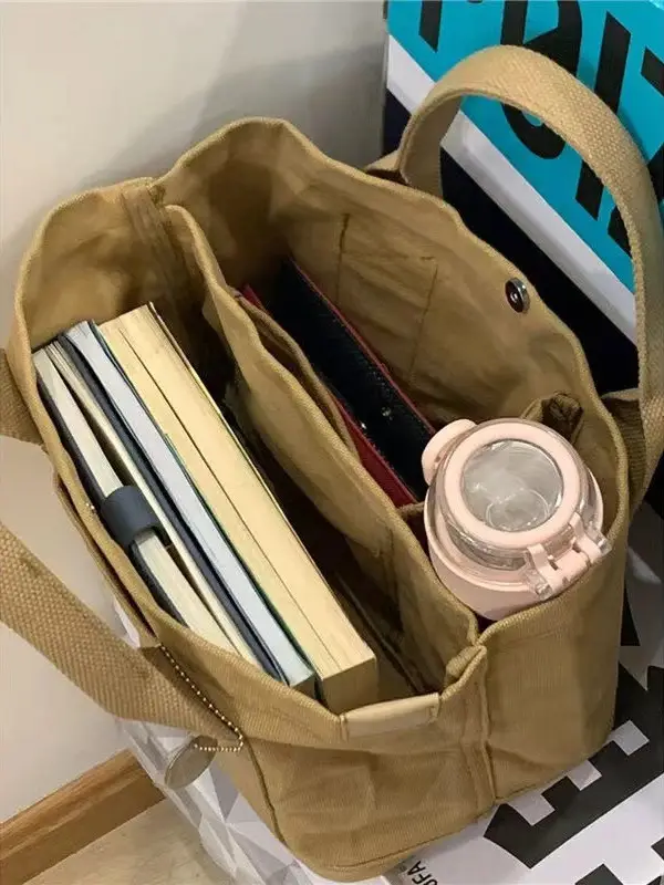 Women Canvas Tan Tote Bag 2023 New Fashion - Image 6
