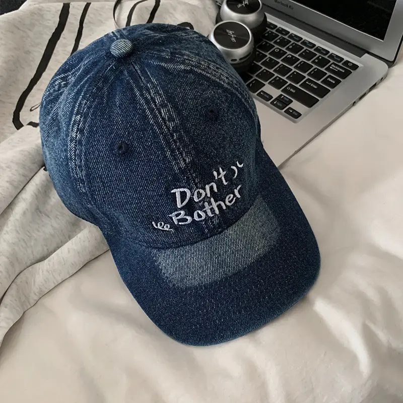 Vintage Denim Cap with "Don't" Embroidery for Women - Image 2