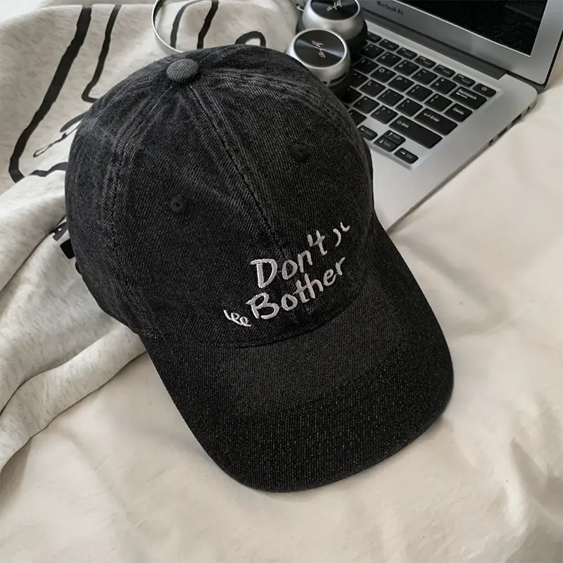 Vintage Denim Cap with "Don't" Embroidery for Women - Image 3