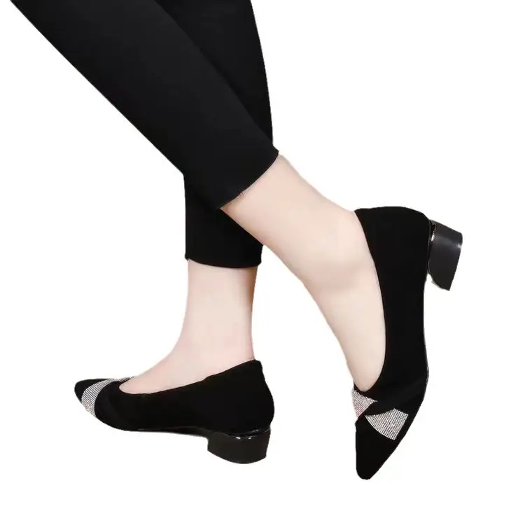 Elegant Slip-on Shoes Women's Autumn 2024 New Coarse Heel Soft Bottom Pointed Shallow Mouth Comfortable All-match Work Shoes for Women - Image 6