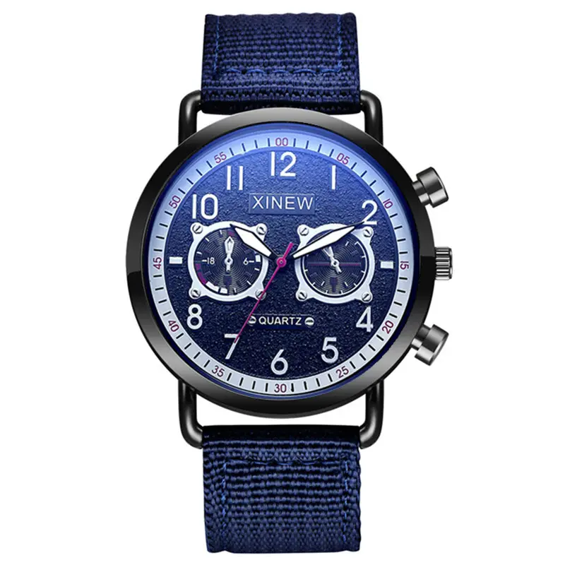 Men's Blue Nylon Watch with 3 Subdials - Image 5