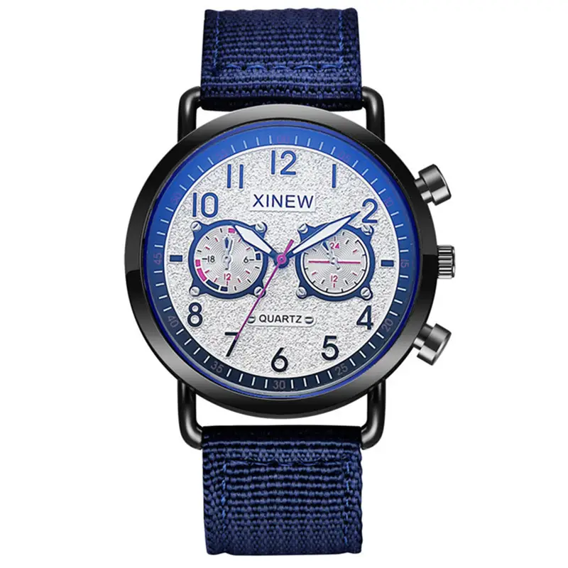 Men's Blue Nylon Watch with 3 Subdials - Image 6