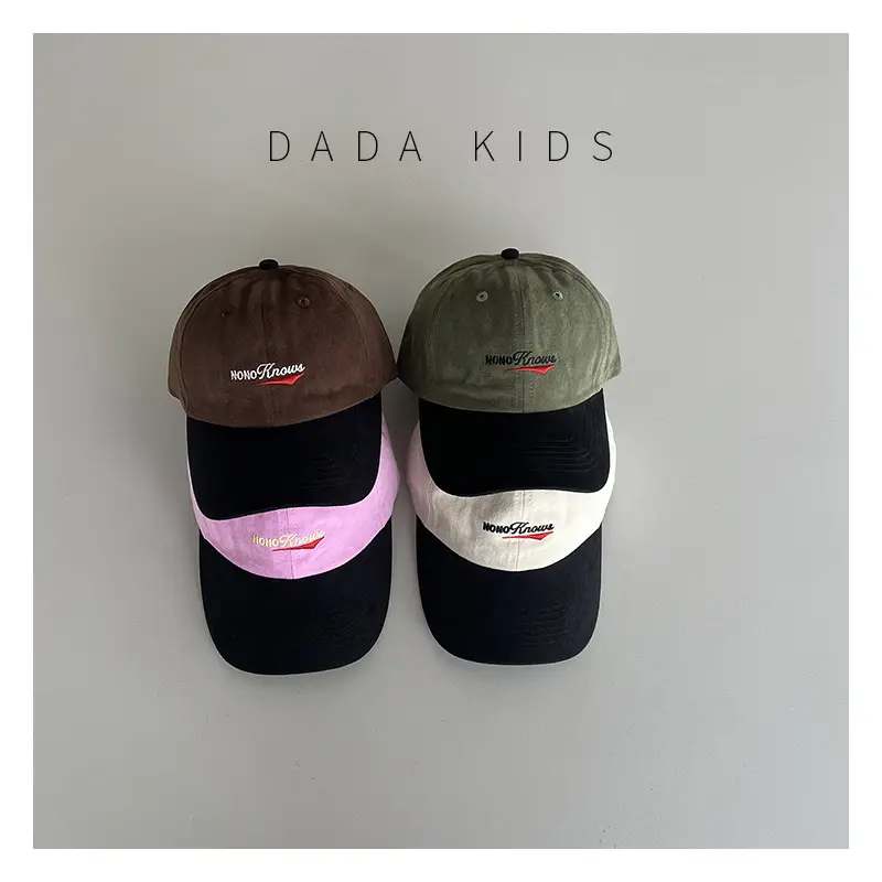 Kids Embroidered Baseball Caps Pink Brown White — feature 1