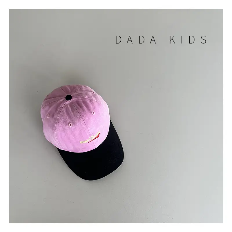 Kids Embroidered Baseball Caps Pink Brown White — feature 5