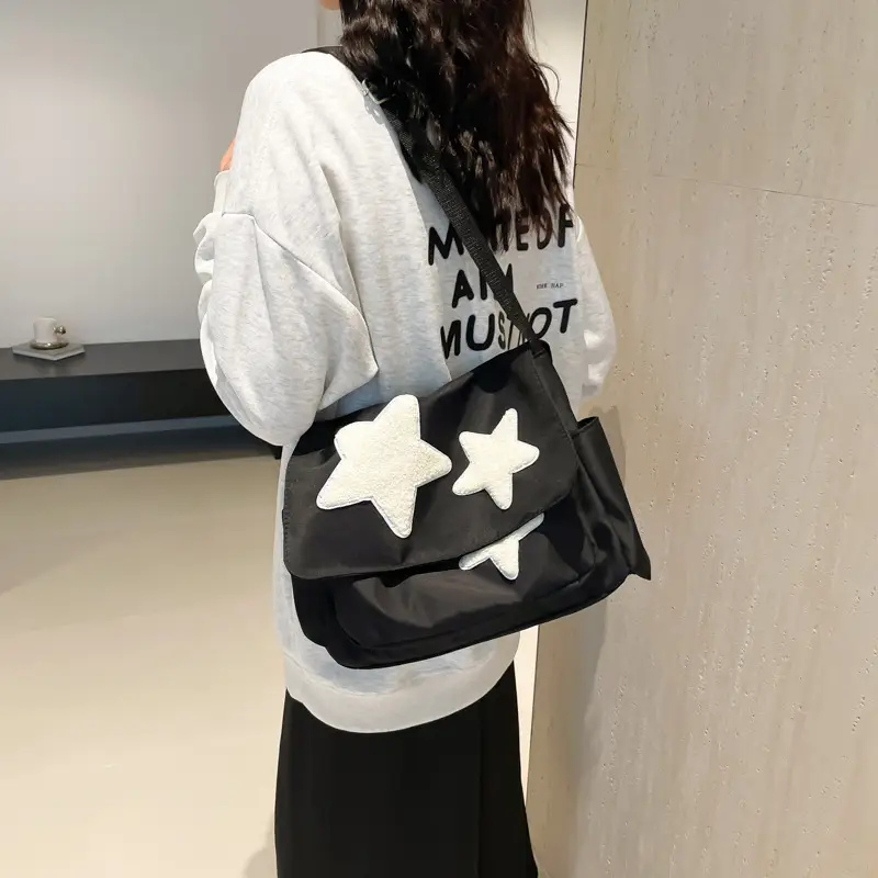Cute Star Print College Crossbody Tote Bag Large Capacity - Image 6
