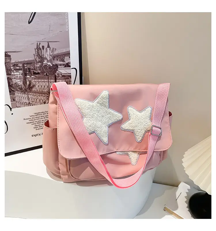 Cute Star Print College Crossbody Tote Bag Large Capacity — feature 22
