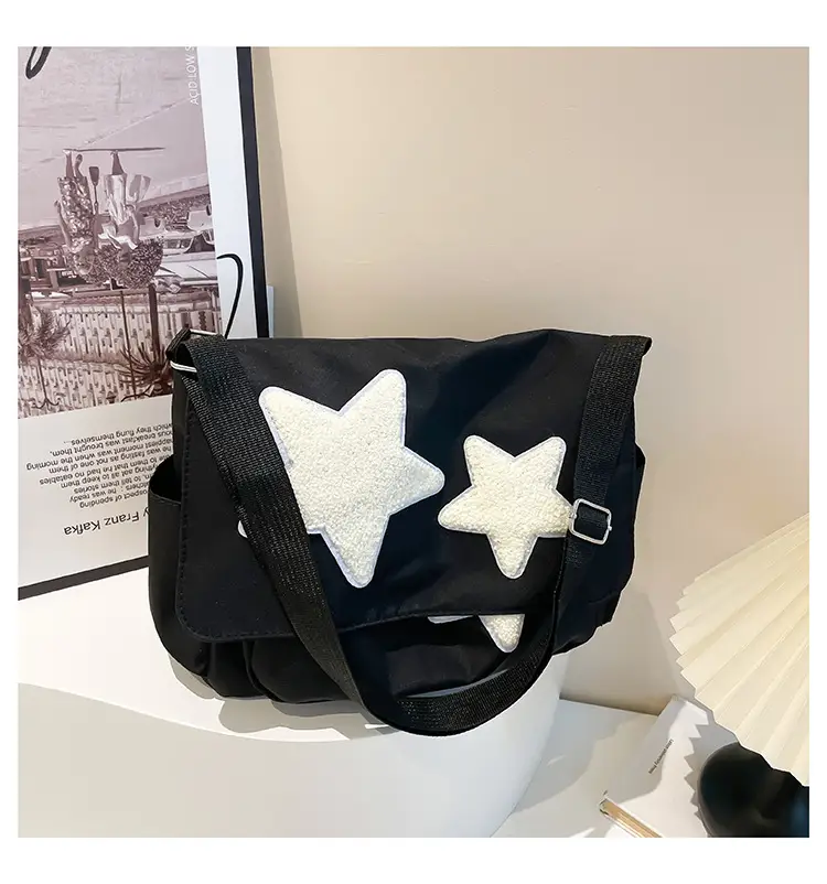 Cute Star Print College Crossbody Tote Bag Large Capacity — feature 23