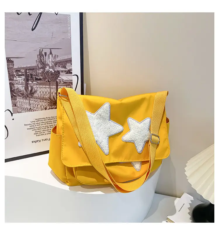 Cute Star Print College Crossbody Tote Bag Large Capacity — feature 25