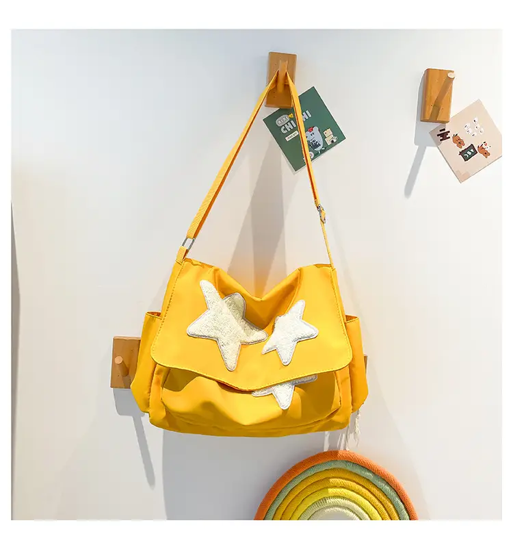 Cute Star Print College Crossbody Tote Bag Large Capacity — feature 28