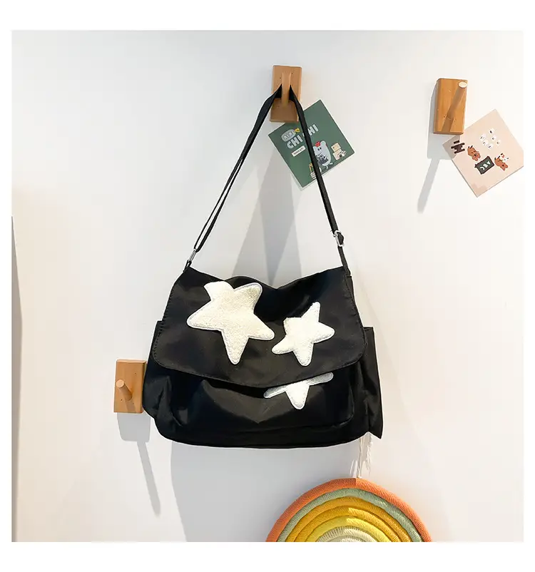 Cute Star Print College Crossbody Tote Bag Large Capacity — feature 29