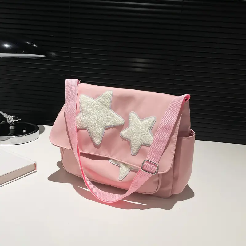 Cute Star Print College Crossbody Tote Bag Large Capacity - Image 4