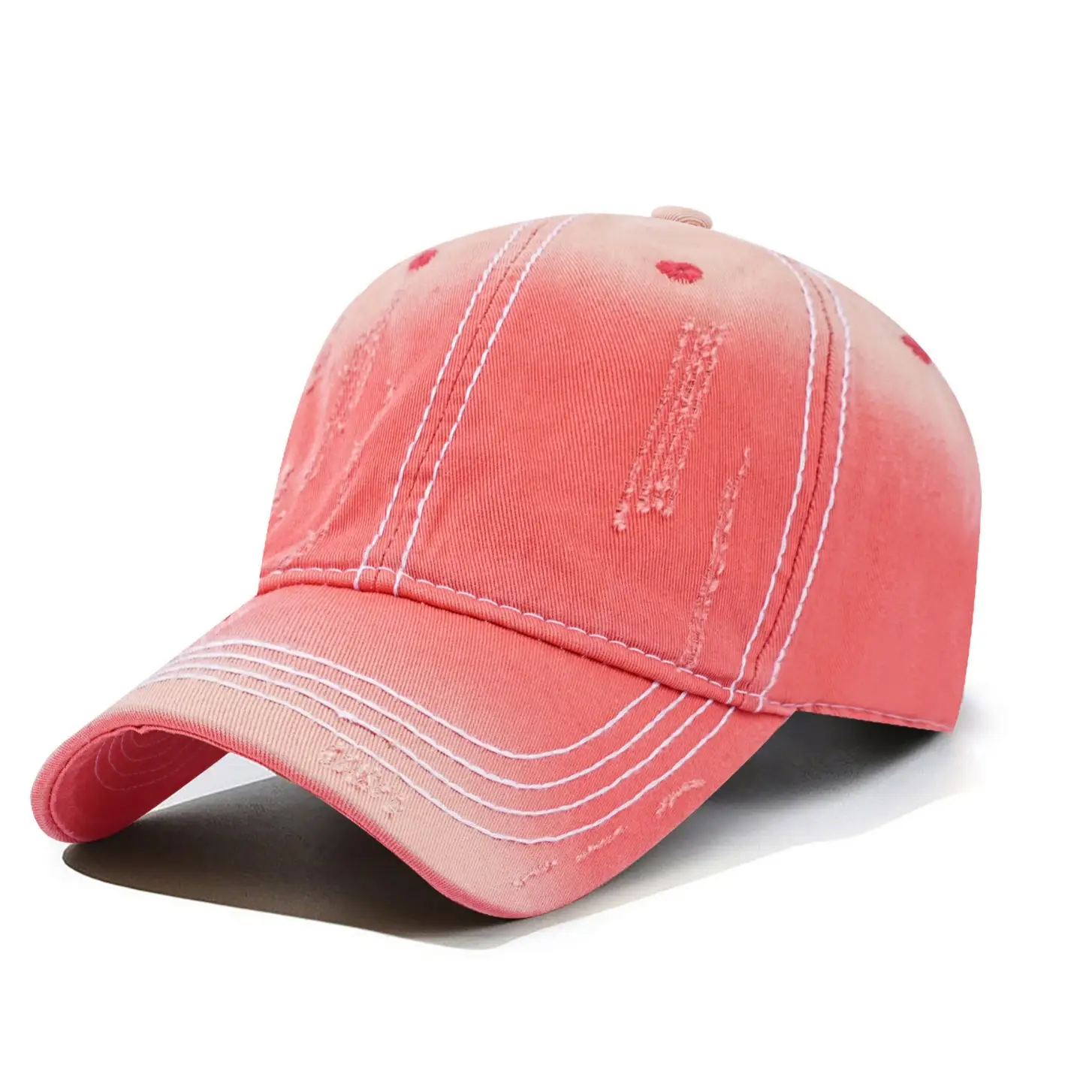 Men's Maroon Distressed Cotton Cap Baseball - Image 13