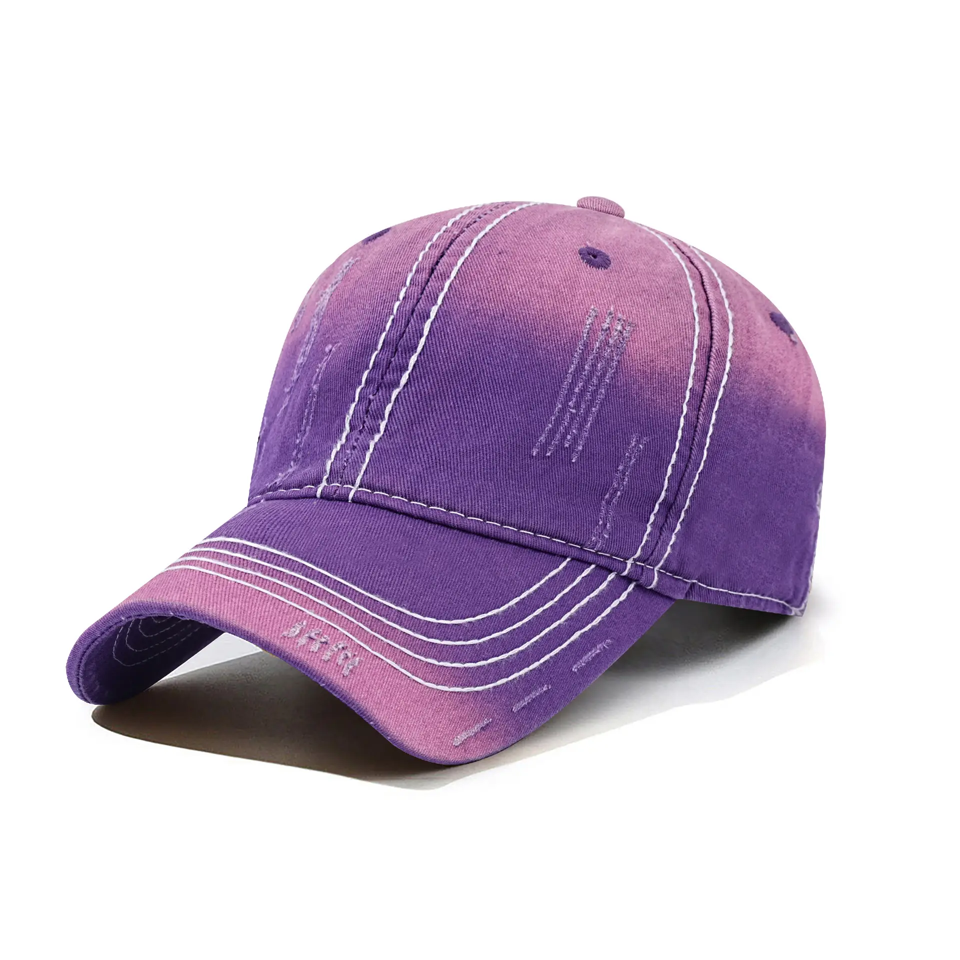 Men's Maroon Distressed Cotton Cap Baseball - Image 14