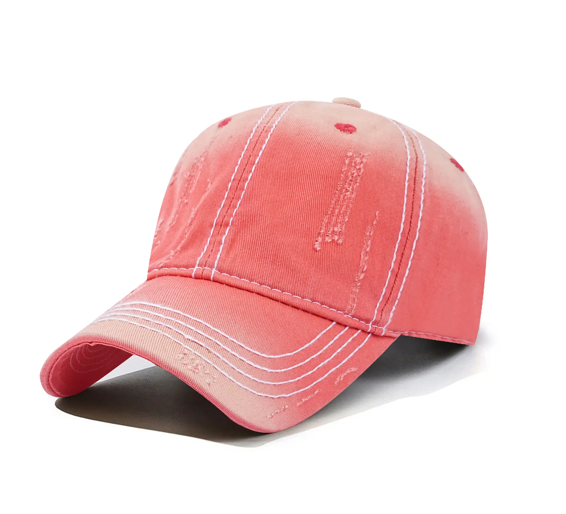 Men's Maroon Distressed Cotton Cap Baseball - Image 3