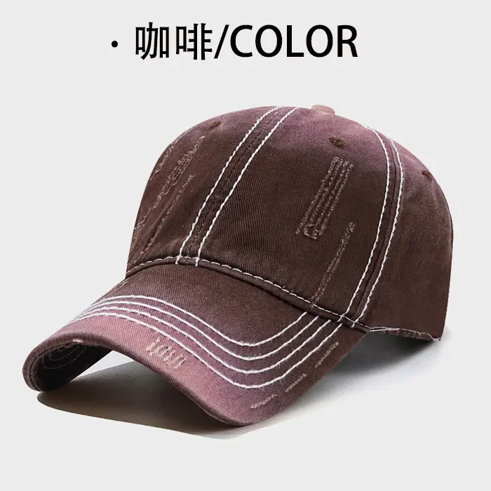 Men's Maroon Distressed Cotton Cap Baseball - Image 8