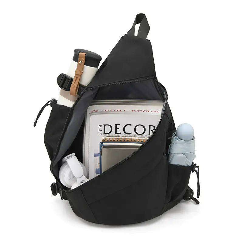 Men's Black Crossbody Bag with Multi-Pockets - Image 6