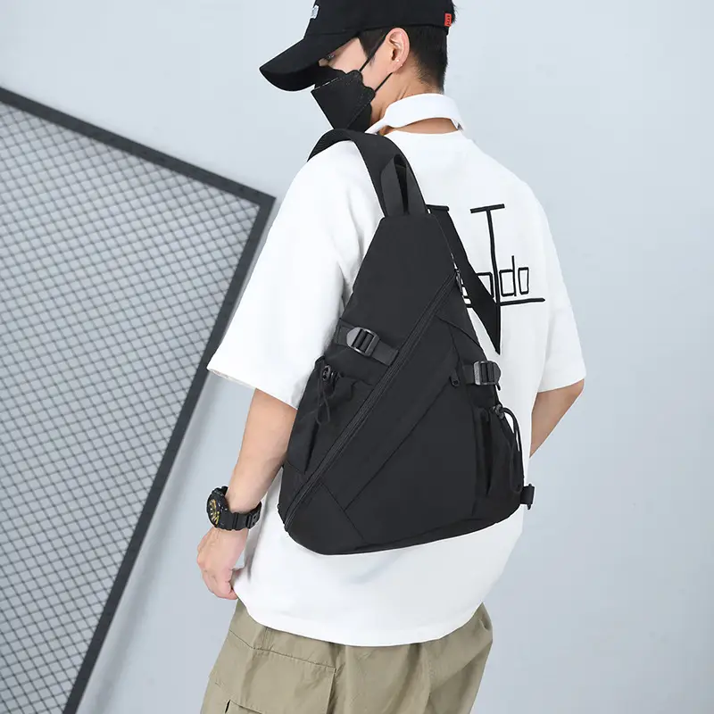 Men's Black Crossbody Bag with Multi-Pockets - Image 7