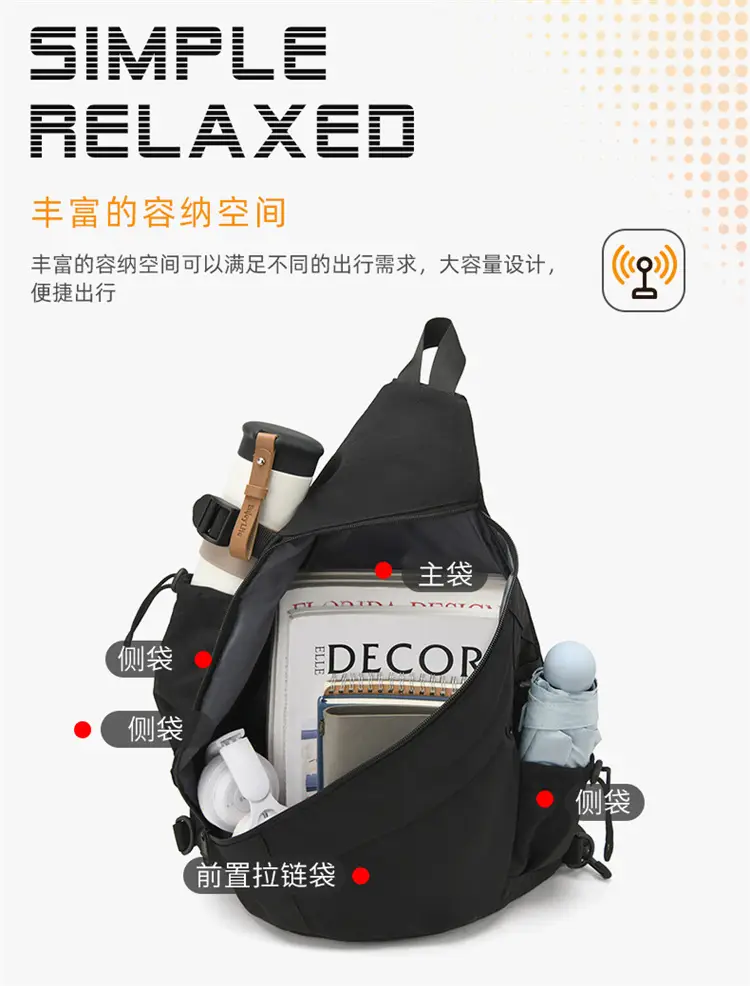 Men's Black Crossbody Bag with Multi-Pockets — feature 12