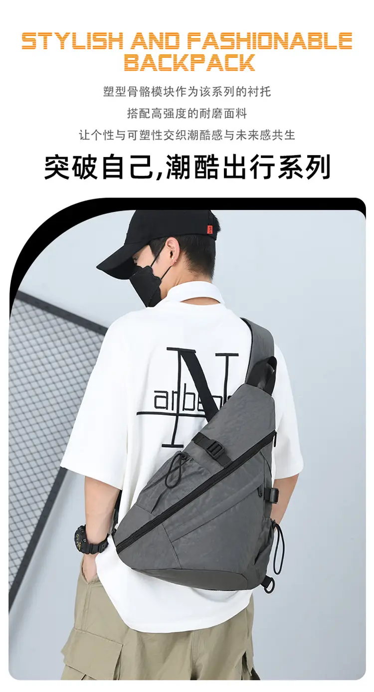 Men's Black Crossbody Bag with Multi-Pockets — feature 5