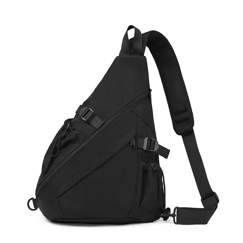 Men's Black Crossbody Bag with Multi-Pockets - Image 2