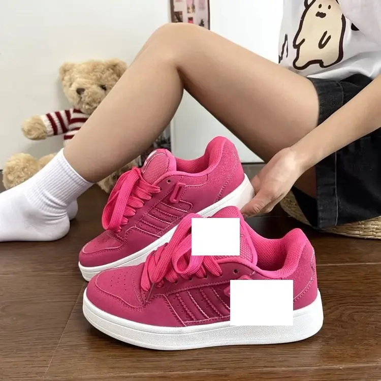 Women's Maroon Platform Sneakers All Match Casual Leather New Spring 2025 - Image 2
