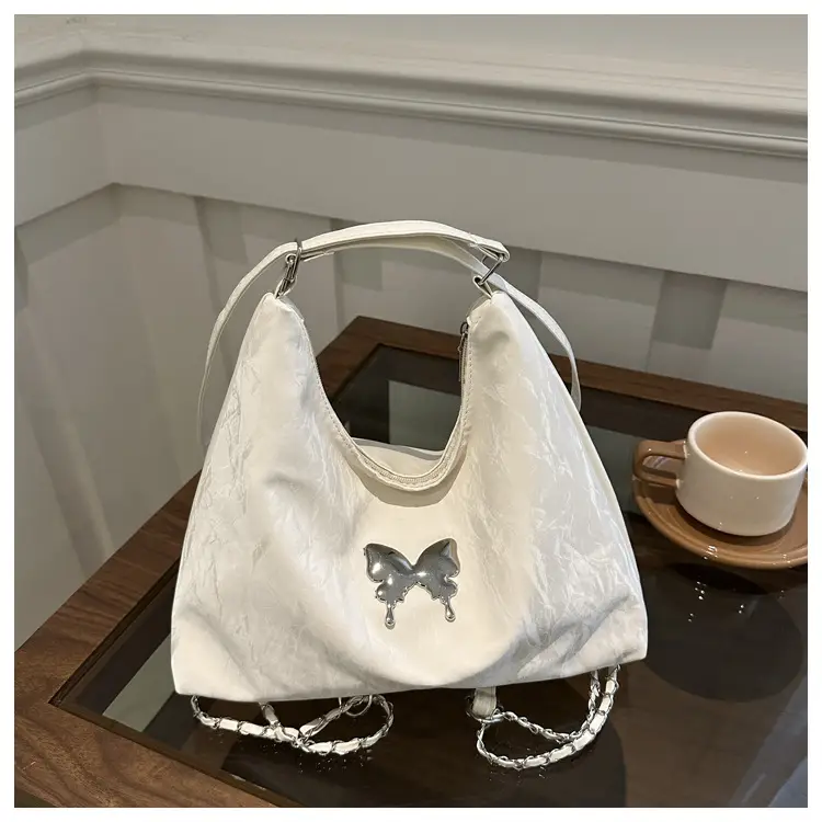 Gray Embroidered Butterfly Shoulder Bag for Women - Image 5