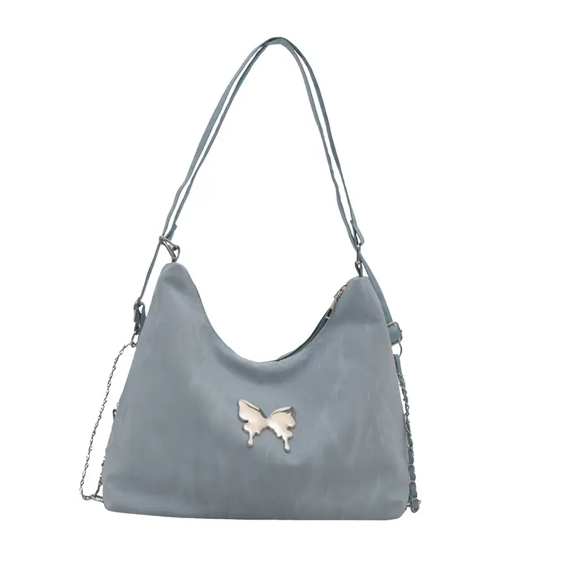 Gray Embroidered Butterfly Shoulder Bag for Women - Image 9