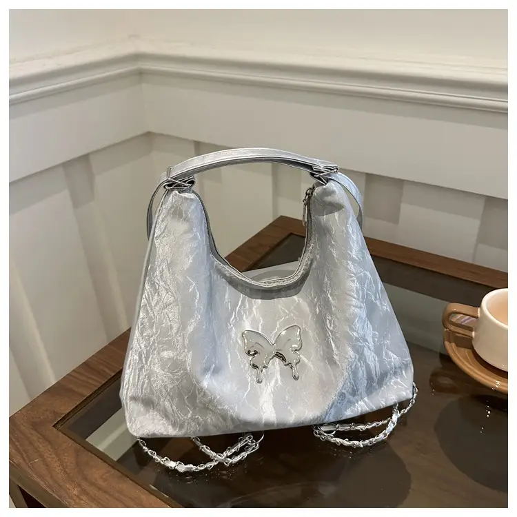 Gray Embroidered Butterfly Shoulder Bag for Women - Image 2