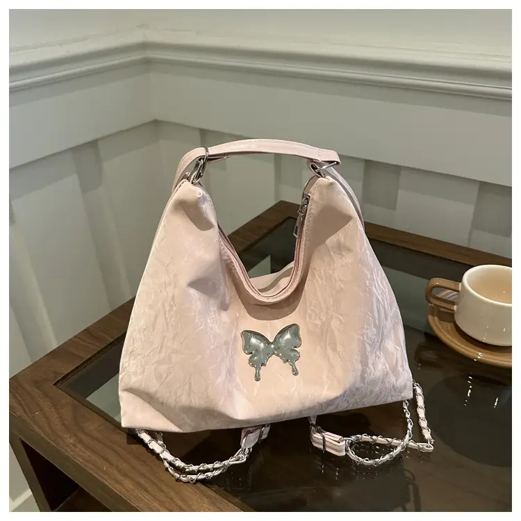 Gray Embroidered Butterfly Shoulder Bag for Women - Image 4