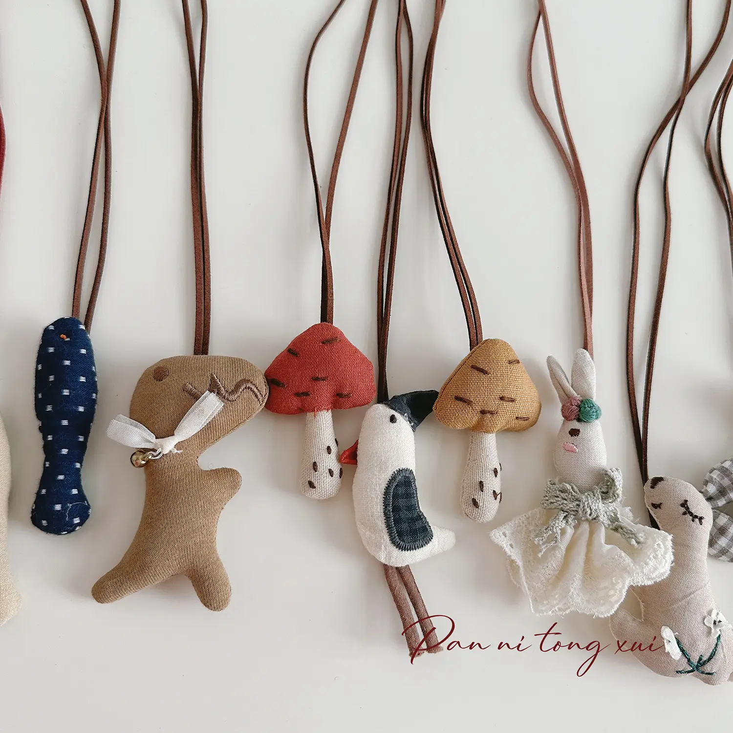 Cute Fabric Animal Pendant for Girls, 4cm High, Brown String - Image 40